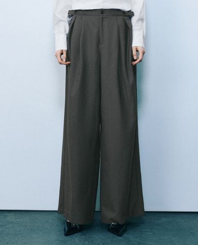  URBAN REVIVO - Quần nữ ống rộng cạp cao thanh lịch 