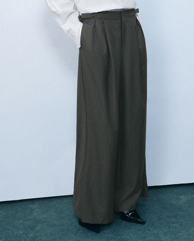  URBAN REVIVO - Quần nữ ống rộng cạp cao thanh lịch 