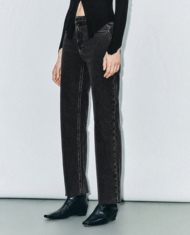  URBAN REVIVO - Quần jeans nữ ống đứng thanh lịch 