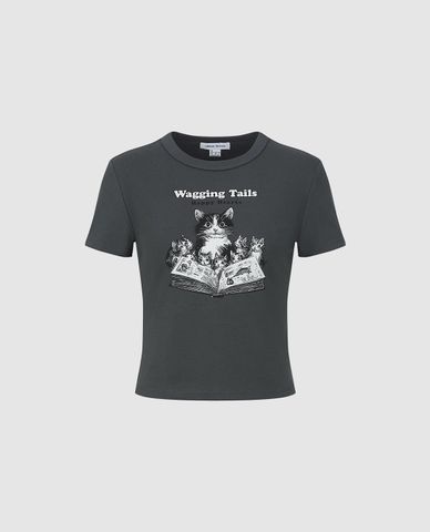  URBAN REVIVO - Áo thun nữ cổ tròn tay ngắn Printed 