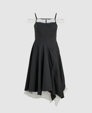  URBAN REVIVO - Đầm hai dây midi xếp li Cami Aline 