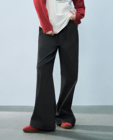  URBAN REVIVO - Quần nữ ống rộng lưng thun hiện đại 