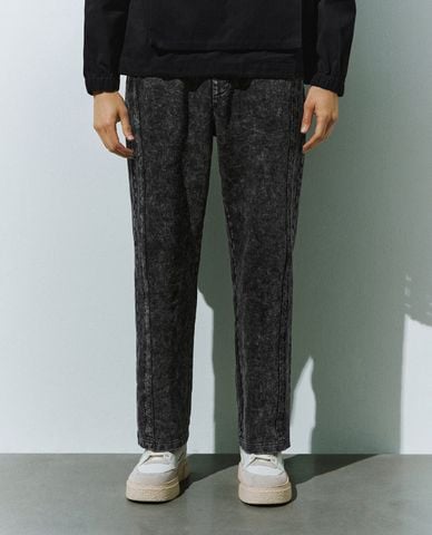  URBAN REVIVO - Quần jeans nam ống đứng lưng thun 