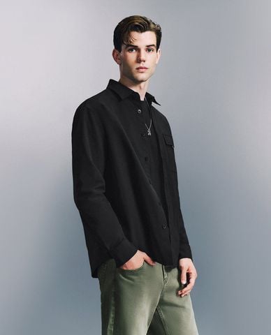  URBAN REVIVO - Áo khoác sơ mi nam tay dài thanh lịch 