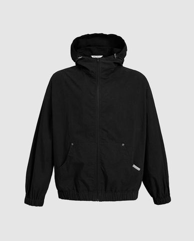  URBAN REVIVO - Áo khoác nam phối mũ tay dài khóa zip 