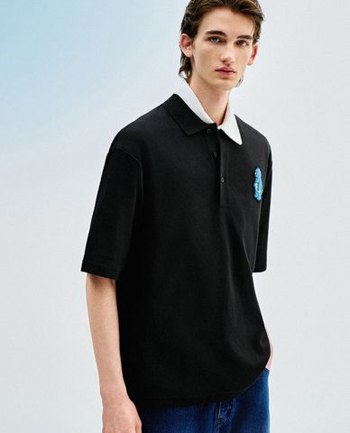  URBAN REVIVO - Áo polo nam cổ bẻ tay ngắn Drop Shoulder 