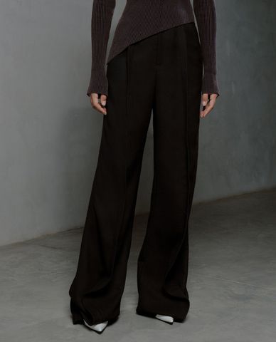  URBAN REVIVO - Quần nữ ống rộng nhấn li thanh lịch 