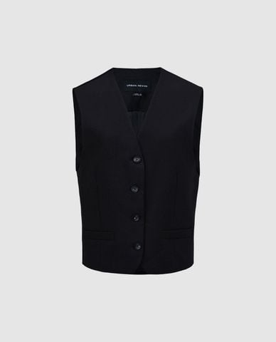  URBAN REVIVO - Áo khoác gilet nữ cổ V sát nách phối nút 