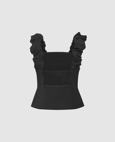  URBAN REVIVO - Áo hai dây nữ bản lớn cổ vuông 