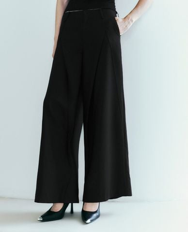  URBAN REVIVO - Quần nữ ống rộng cạp cao thanh lịch 