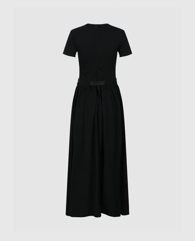  URBAN REVIVO - Đầm xếp li cổ tròn tay ngắn phối thắt lưng Skinny 