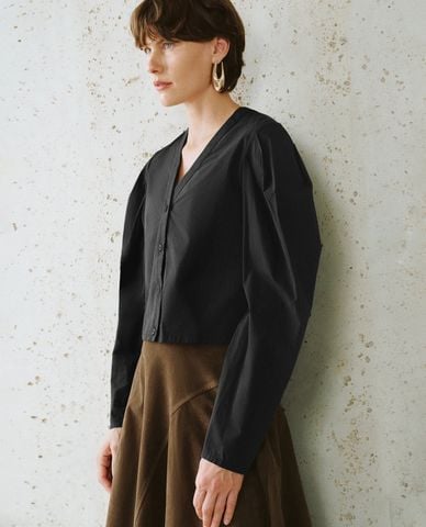  URBAN REVIVO - Áo sơ mi nữ cổ V thanh lịch 