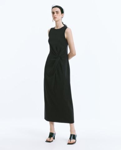  URBAN REVIVO - Đầm sát nách midi thắt eo Twisted Front 