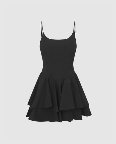  URBAN REVIVO - Đầm hai dây mini xếp tầng 