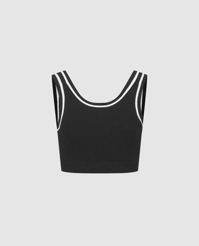  URBAN REVIVO - Áo sát nách nữ dệt kim cổ tròn hiện đại 