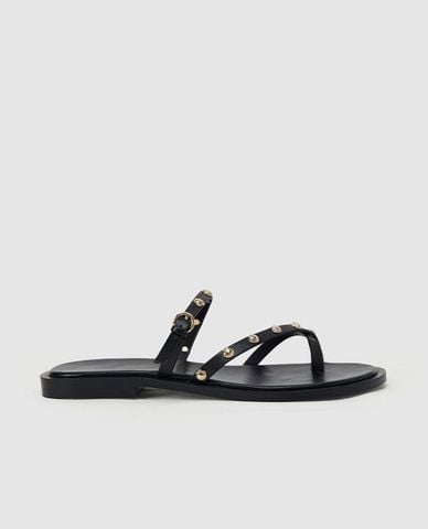  URBAN REVIVO - Dép nữ quai chéo đế thấp thời trang 