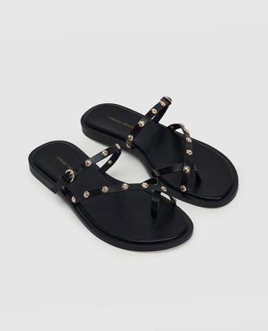  URBAN REVIVO - Dép nữ quai chéo đế thấp thời trang 