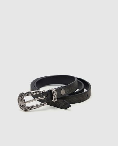  URBAN REVIVO - Thắt lưng nữ bản vừa khắc hoa văn 