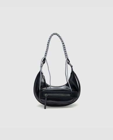  URBAN REVIVO - Túi đeo vai nữ hình bán nguyệt phối dây cá tính 