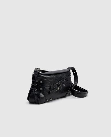  URBAN REVIVO - Túi đeo vai nữ hình thang phối đinh tán 