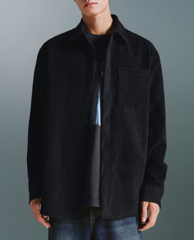  URBAN REVIVO - Áo sơ mi nam cổ bẻ tay dài Bottom Up Loose 