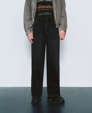  URBAN REVIVO - Quần jeans nam ống rộng thời thượng 