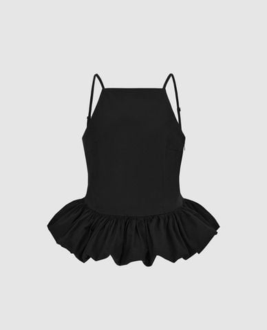  URBAN REVIVO - Áo kiểu nữ phối bèo nhún 