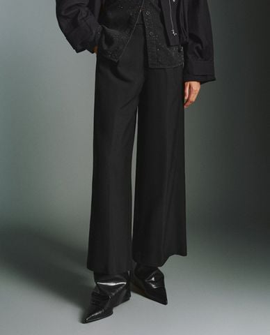  URBAN REVIVO - Quần nữ ống rộng cạp cao thanh lịch 