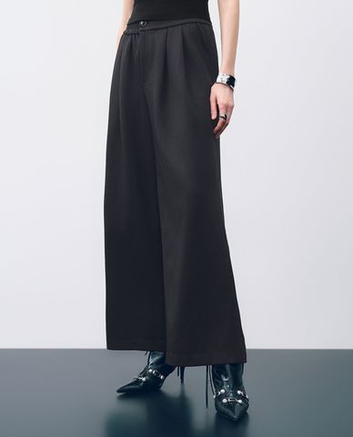  URBAN REVIVO - Quần nữ ống rộng cạp cao thanh lịch Elastic 