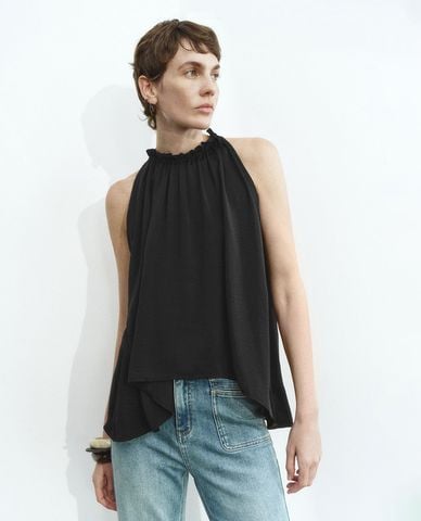  URBAN REVIVO - Áo kiểu nữ xếp nếp hiện đại 