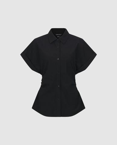  URBAN REVIVO - Áo kiểu nữ cổ bẻ tay ngắn Tapered Waist 