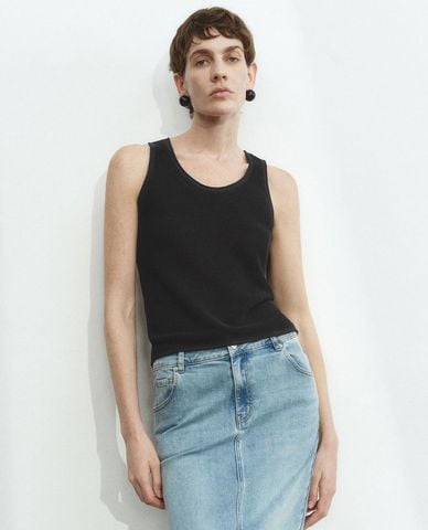  URBAN REVIVO - Áo ba lỗ nữ dệt kim cổ tròn thời trang 