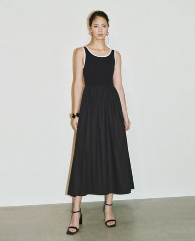  URBAN REVIVO - Đầm sát nách phom midi thời trang 