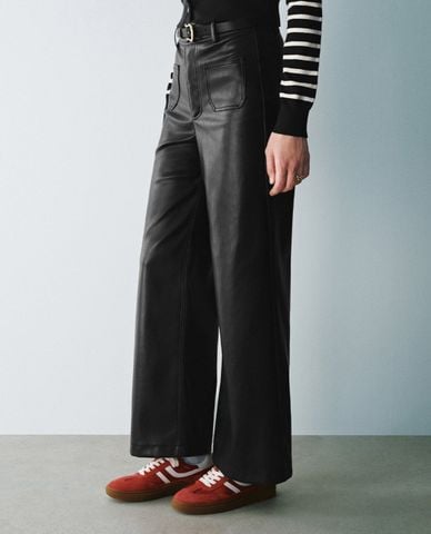  URBAN REVIVO - Quần nữ ống loe lưng cao Front Pocket 