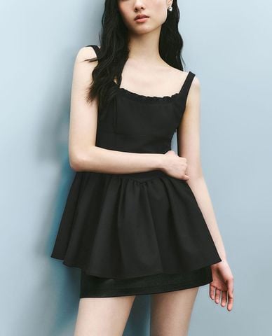  URBAN REVIVO - Đầm hai dây mini bản vừa xếp li Cami 