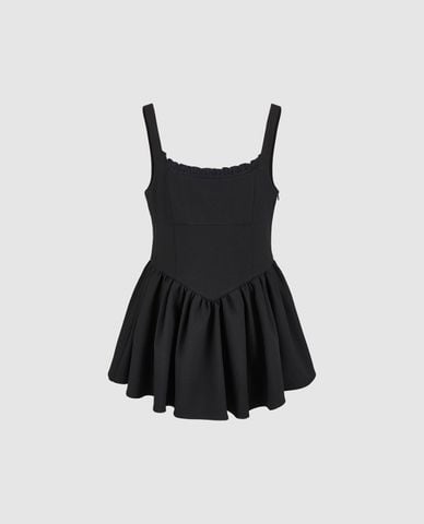  URBAN REVIVO - Đầm hai dây mini bản vừa xếp li Cami 