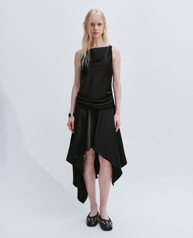  URBAN REVIVO - Đầm sát nách midi lệch tà thời trang 