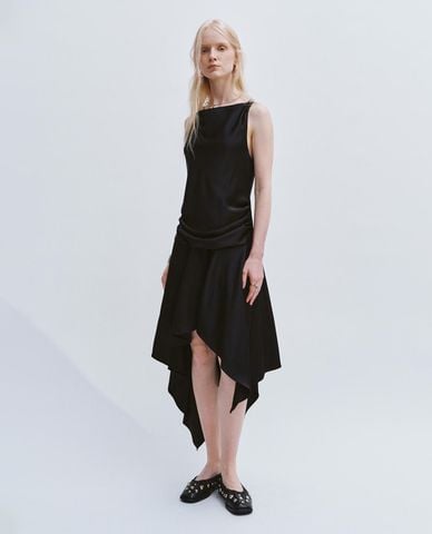  URBAN REVIVO - Đầm sát nách midi lệch tà thời trang 