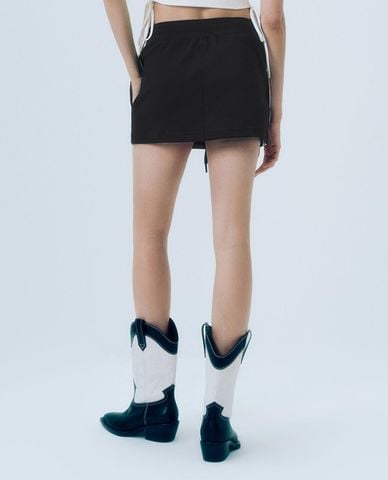  URBAN REVIVO - Chân váy chữ A mini phối dây rút 