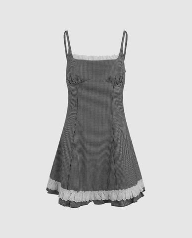  URBAN REVIVO - Đầm hai dây mini Striped Ruffle 