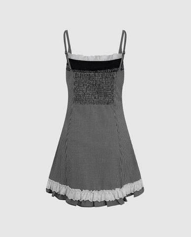  URBAN REVIVO - Đầm hai dây mini Striped Ruffle 