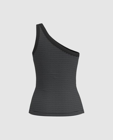  URBAN REVIVO - Áo trễ vai nữ kẻ sọc 