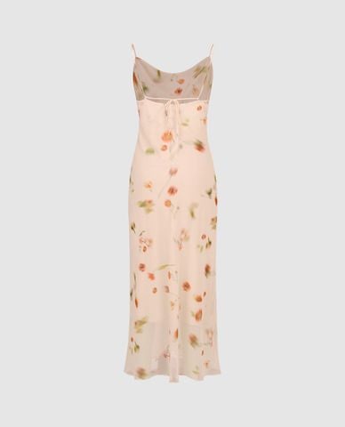  URBAN REVIVO - Đầm hai dây midi in họa tiết thời trang 