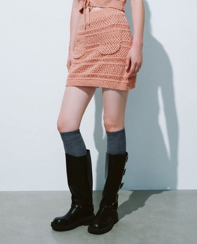  URBAN REVIVO - Chân váy dệt kim mini phom chữ A 