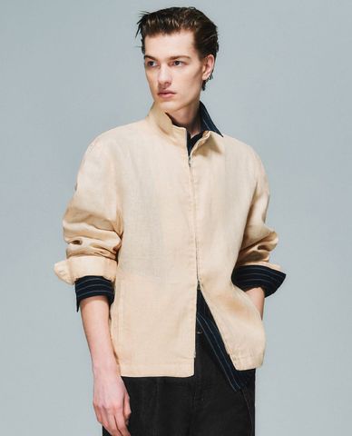  URBAN REVIVO - Áo khoác sơ mi nam cổ cao tay dài 