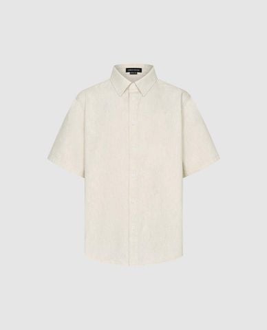  URBAN REVIVO - Áo sơ mi nam cổ bẻ tay ngắn Denim 