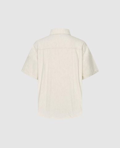  URBAN REVIVO - Áo sơ mi nam cổ bẻ tay ngắn Denim 