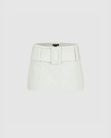  URBAN REVIVO - Chân váy denim mini phối thắt lưng 