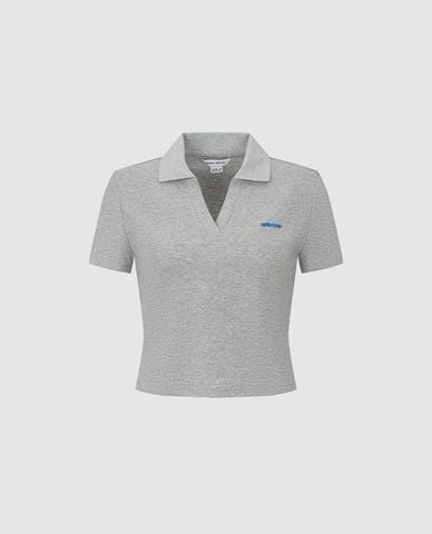 URBAN REVIVO - Áo polo nữ cổ bé tay ngắn phom croptop 
