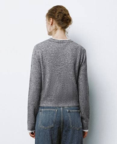  URBAN REVIVO - Áo dệt kim nữ tay dài phom croptop 